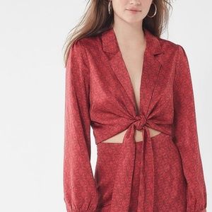 Urban Outfitters Satin Paisley Tie-Front Top